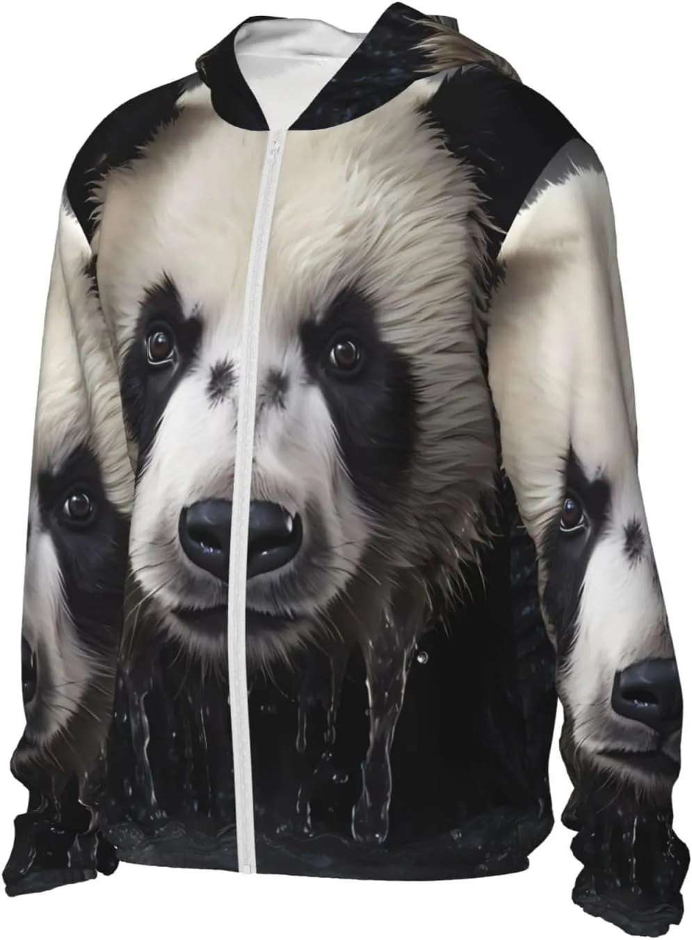 Lightweight UV Protection Sun Jacket, Panda in the water Print Sportswear Hooded Sunblock Shirt for Outdoor