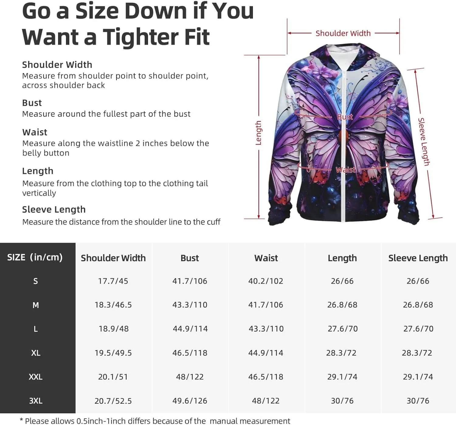 Lightweight UV Protection Sun Jacket, Purple Butterfly Flowers Print Sportswear Hooded Sunblock Shirt for Outdoor
