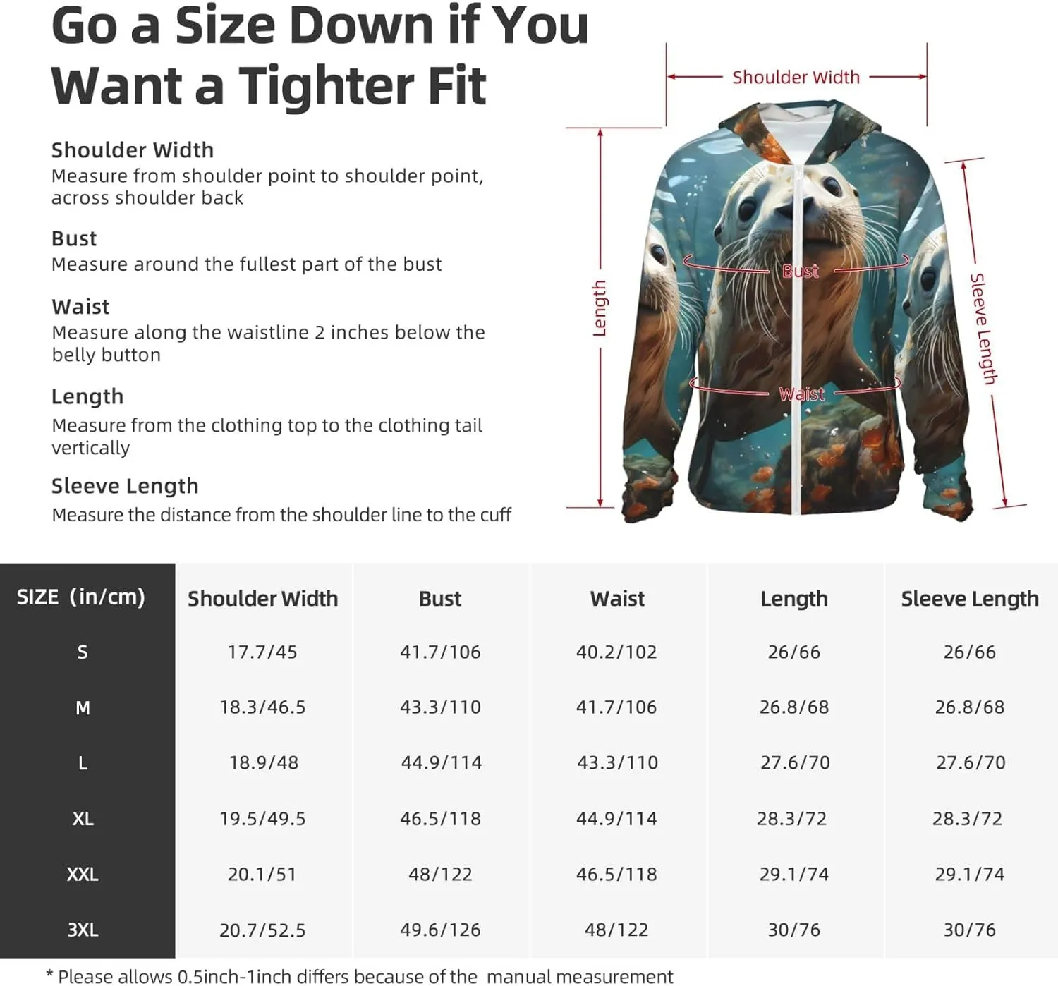 Lightweight UV Protection Sun Jacket, Seal pup in water Print Sportswear Hooded Sunblock Shirt for Outdoor