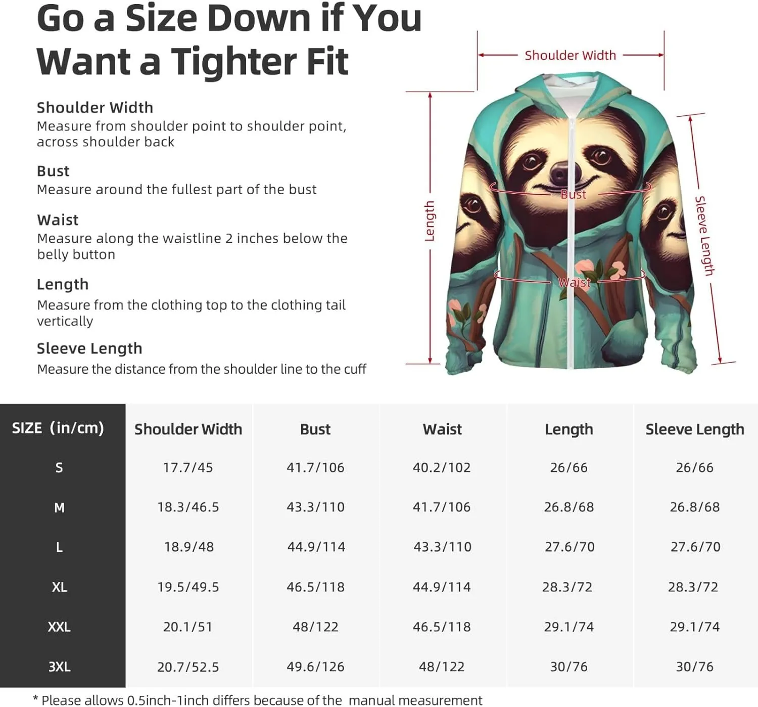 Lightweight UV Protection Sun Jacket, slothful student Print Sportswear Hooded Sunblock Shirt for Outdoor