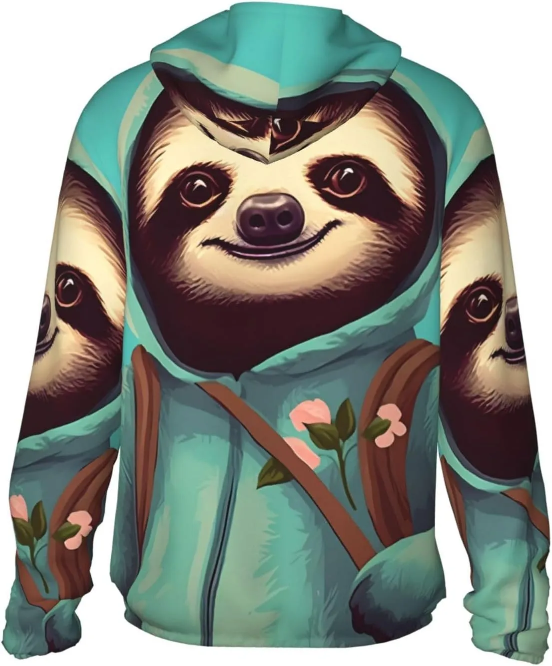 Lightweight UV Protection Sun Jacket, slothful student Print Sportswear Hooded Sunblock Shirt for Outdoor
