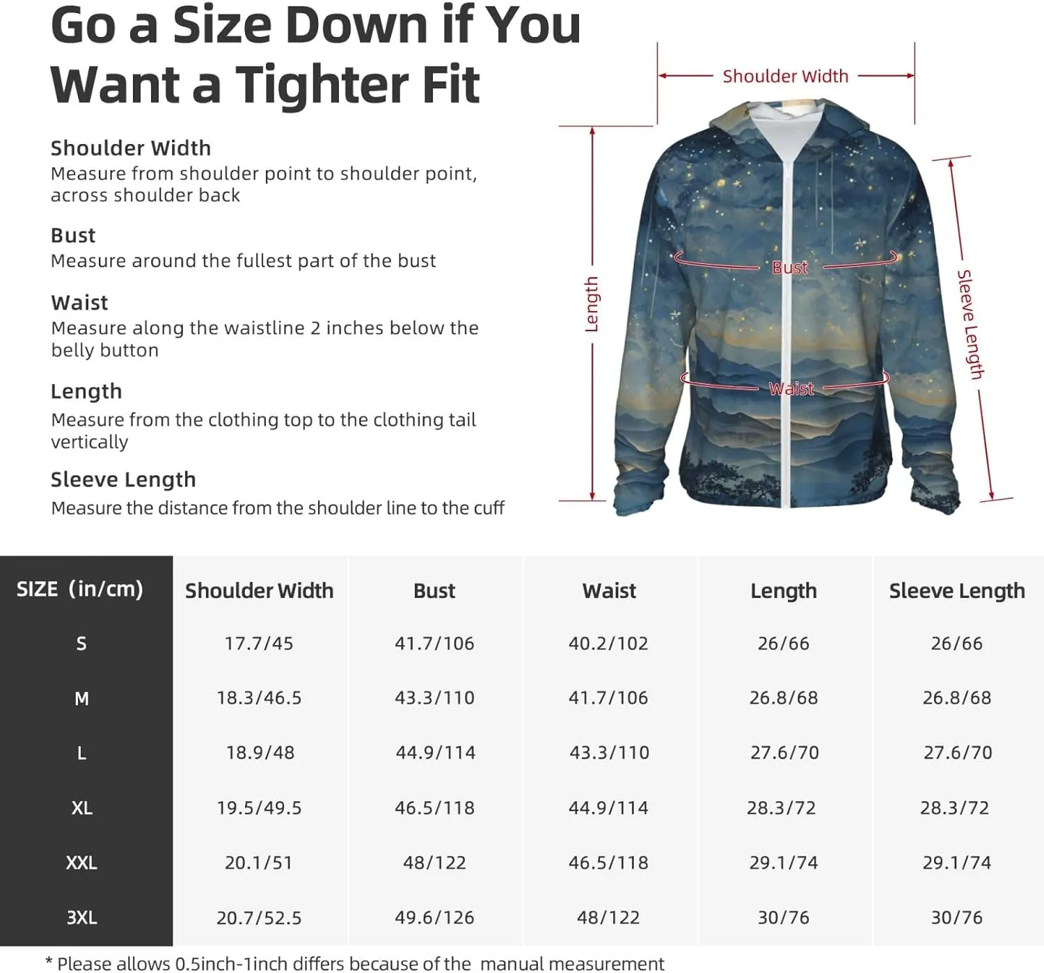 Lightweight UV Protection Sun Jacket, Tranquil Nighttime Print Sportswear Hooded Sunblock Shirt for Outdoor