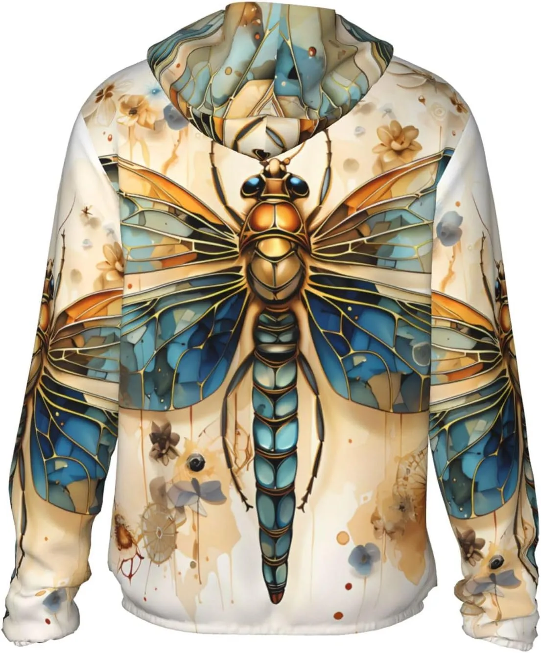 Lightweight UV Protection Sun Jacket, Vivid golden dragonfly Print Sportswear Hooded Sunblock Shirt for Outdoor