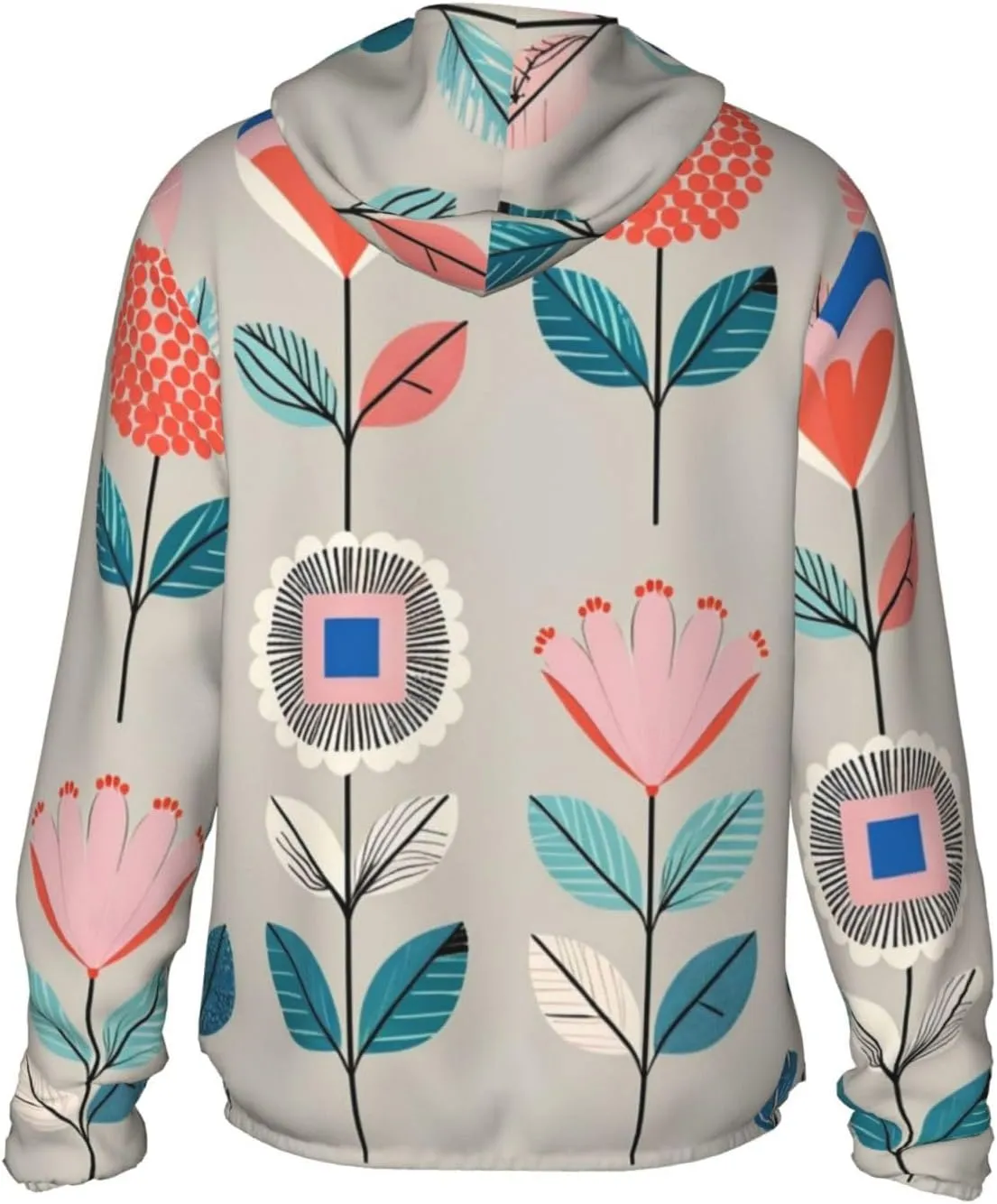 Lightweight UV Protection Sun Jacket, Whimsical Floral Print Sportswear Hooded Sunblock Shirt for Outdoor