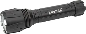 LitezAll Nearly Invincible Tactical Flashlight | Compact and Portable Night Light 4000 Lumens | Durable and Rubber Coated Flash Light Gifts for Men, 9 AA Batteries Included