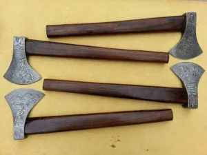 Lot of 4 Axe Damascus Steel 21'' Natural Pakka Wood Handle Axe/Hand Forged Woodsman Axe