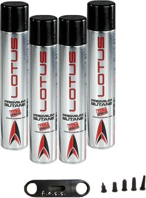 Lotus Vertigo Premium Butane 4 pack-400mL V Cutter, Silver, LV400ML-4PK