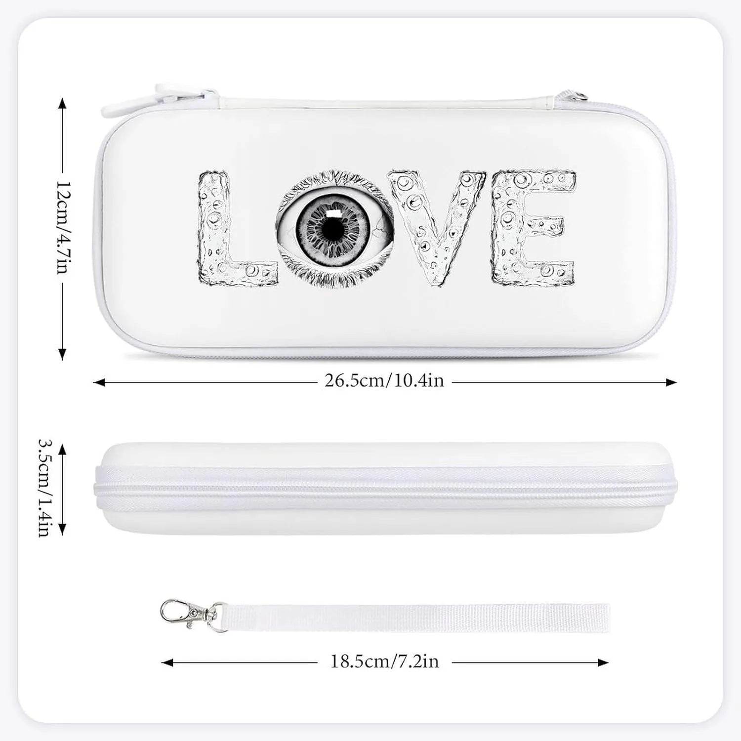 Love Horror Eyeballs Compatible with Switch Carrying Case Hard Travel Game Bag Pouch with 15 Games Accessories
