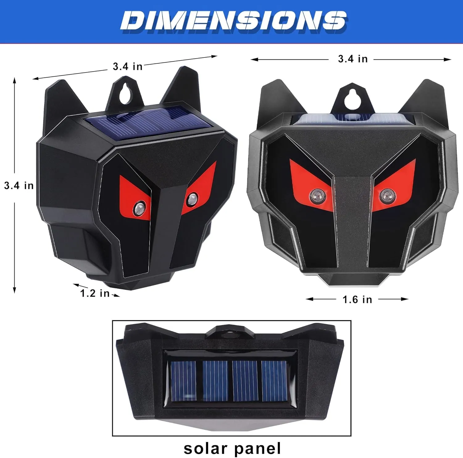 Lulu Home 4 Packs Solar Animal Repeller, Nocturnal Predator Deterrents with Red LED Flashing Lights Drive Away Raccoons, Deer, Skunks, Coyotes, Birds, Foxes from Chicken Coop Yard Farm