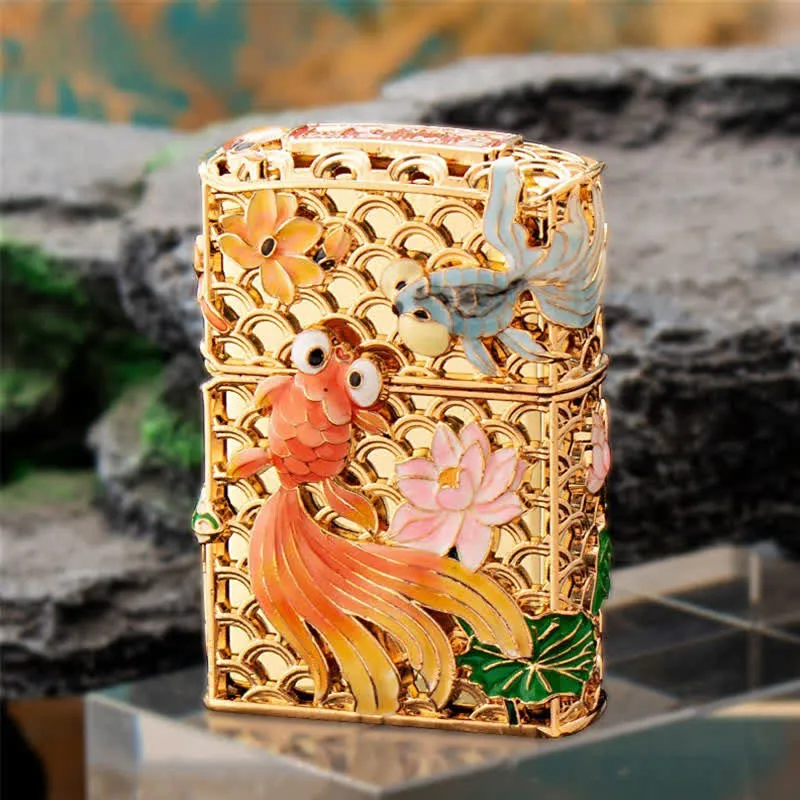 Luminous Goldfish Flower Refillable Kerosene Lighter