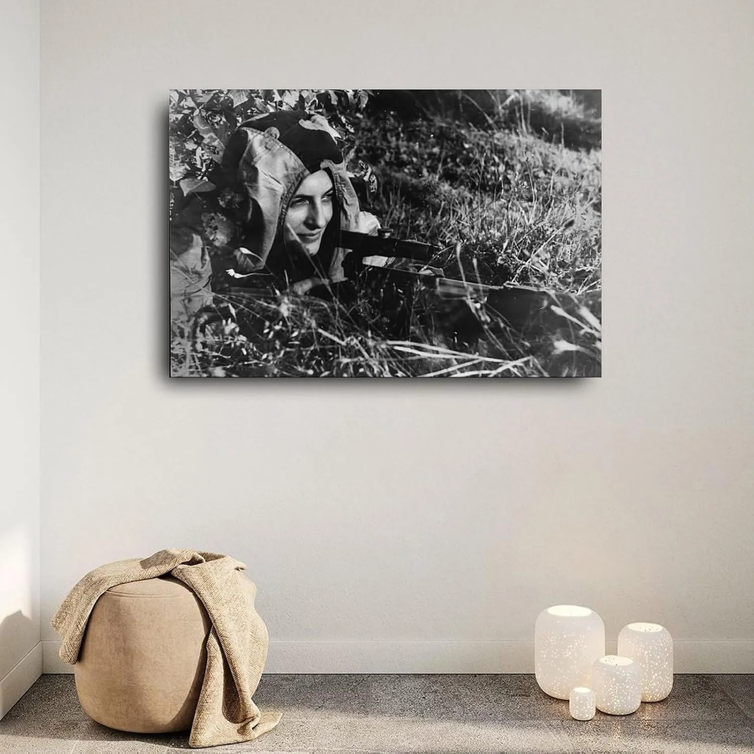 Lyudmila Pavlichenko World War II Soviet Red Army Sniper Black And White Poster Room Bedroom Decoration Poster3 Canvas Painting Wall Art Poster for Bedroom Living Room Decor 36x24inch(90x60cm)