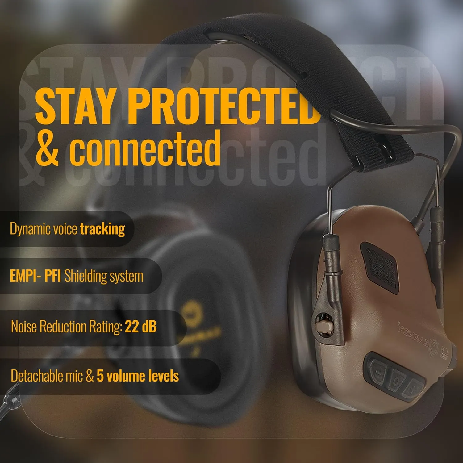 M32 PLUS Tactical Headset for Helmet - Noise Canceling Headphones with mic for Shooting & Hunting Earmuffs, Nato TP120 Jacket, Coyote