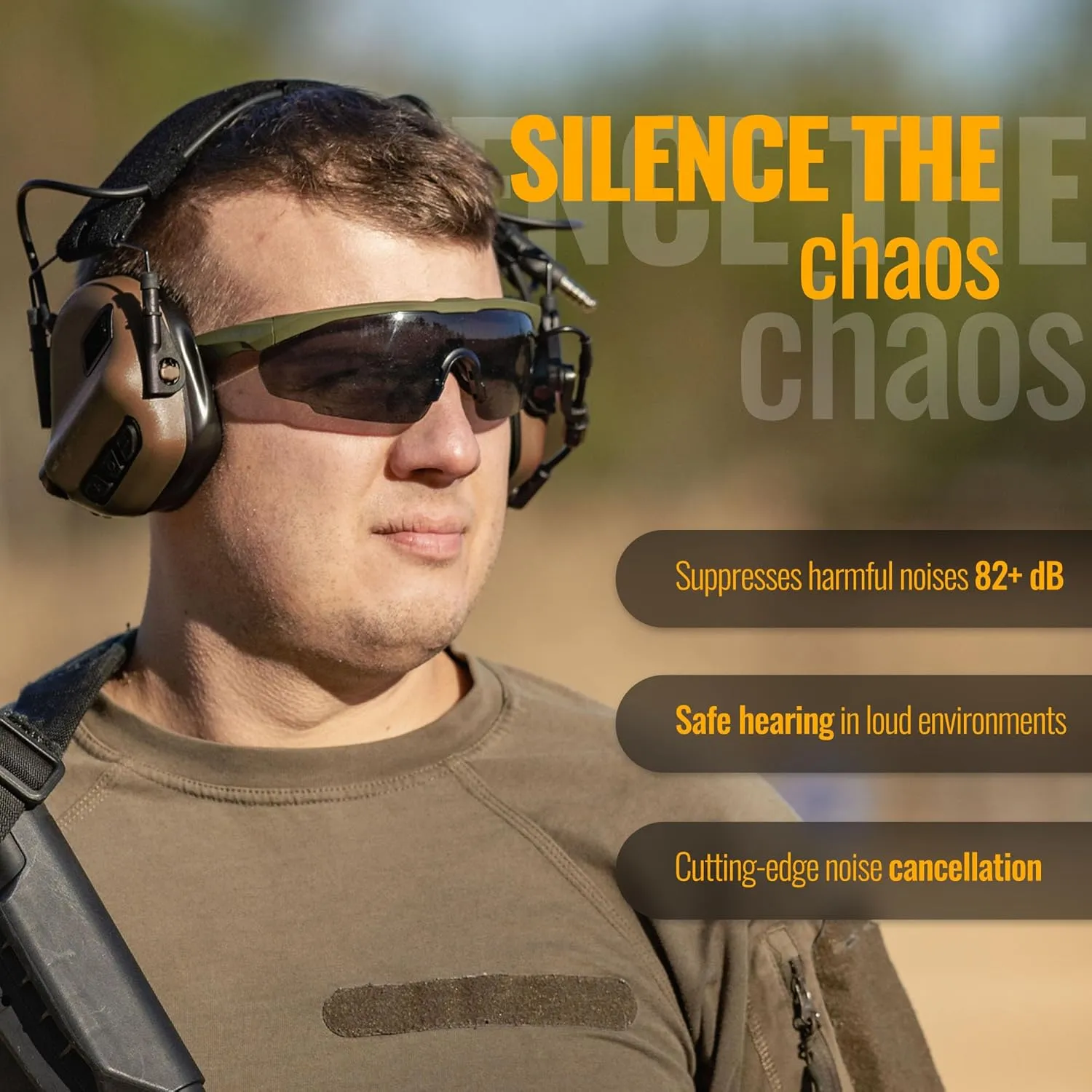 M32 PLUS Tactical Headset for Helmet - Noise Canceling Headphones with mic for Shooting & Hunting Earmuffs, Nato TP120 Jacket, Coyote