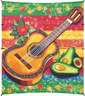 Mexican Style Cinco De Mayo Guitar Avocados Stable Beach Tent UPF50 Easy Setup Sun Shade with Sandbags and Shovel for Backyard and Camping