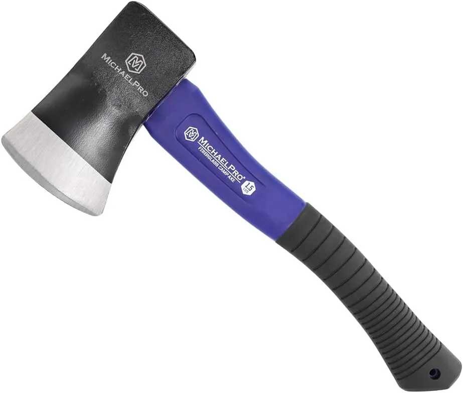 MichaelPro MP004004 Camping Axe | 1.5 lbs, 13.5-Inches | Shock Absorbing Fiberglass Handle | Camp Hatchet with Ergonomic Grip