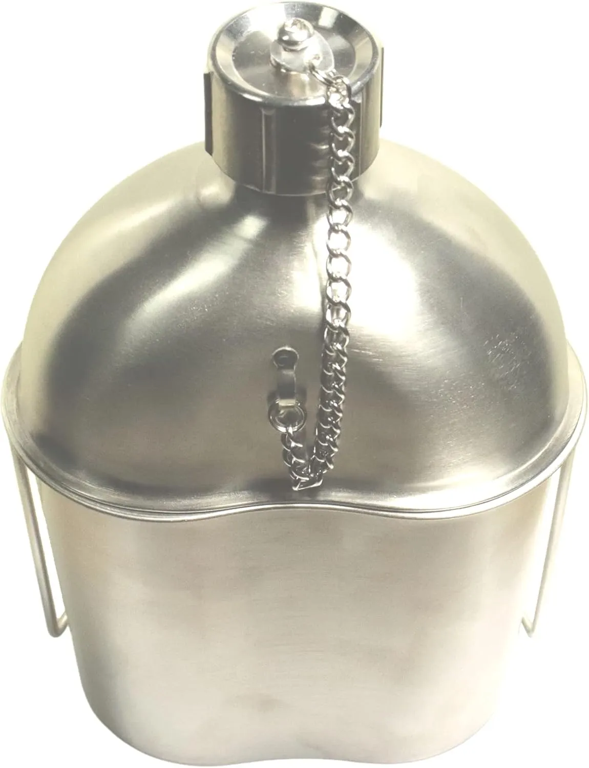 Military Stainless Steel Canteen & Kidney Style Cup for Hiking, Camping, 1 Quart Canteen