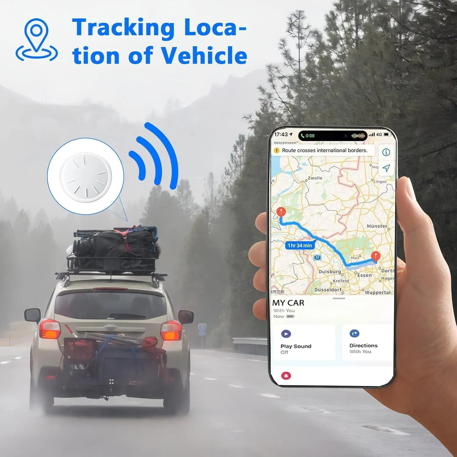 Mini Car GPS Tracking Device for Cars, Vehicles etc, 1PCS Real Time GPS Tracker for Vehicles Work with Find My (iOS Only), Hidden Car Tracker with Magnetic Case, No Monthly Fee (Black)
