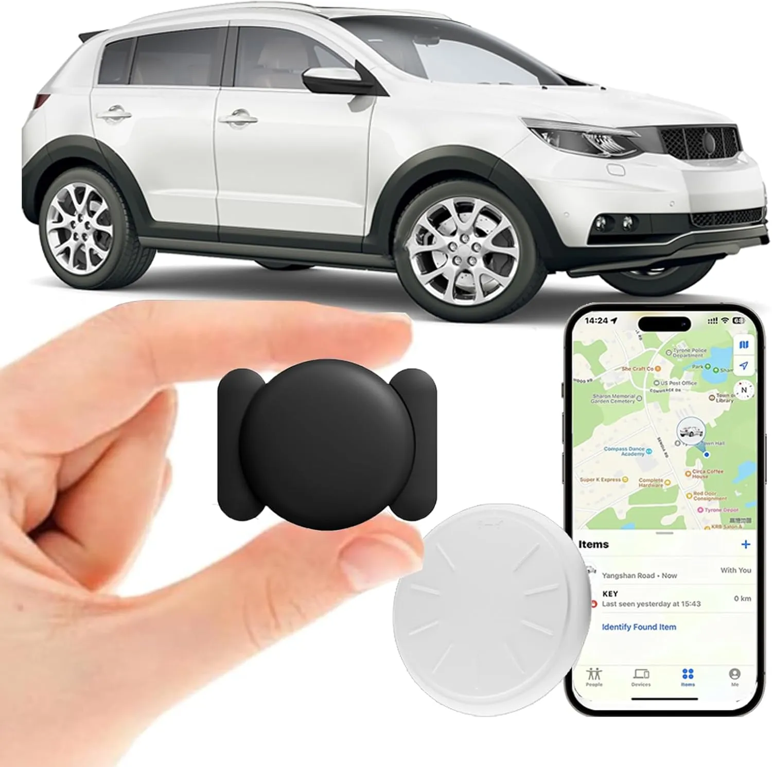 Mini Car GPS Tracking Device for Cars, Vehicles etc, 1PCS Real Time GPS Tracker for Vehicles Work with Find My (iOS Only), Hidden Car Tracker with Magnetic Case, No Monthly Fee (Black)