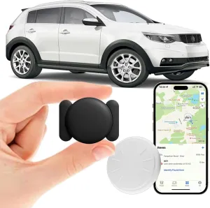 Mini Car GPS Tracking Device for Cars, Vehicles etc, 1PCS Real Time GPS Tracker for Vehicles Work with Find My (iOS Only), Hidden Car Tracker with Magnetic Case, No Monthly Fee (Black)
