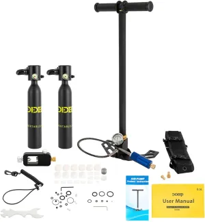 Mini Scuba Tank with Pump, 0.5L Oxygen Underwater Breathing Device for 5-10 Minutes, 0.53QT Manual Scuba Diving Tank w/Waterproof Pressure Gauge & Dust-Proof Cap, for Swimming, Diving