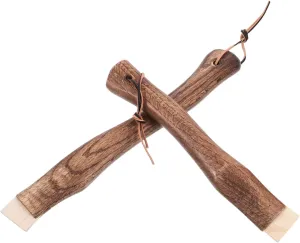 Mipcase 2Pcs Short Curved Wooden Axe Handle for Hatchet Hammer Replacement Ergonomic Design Solid Wood Construction for Outdoor Use Includes Hanging Feature
