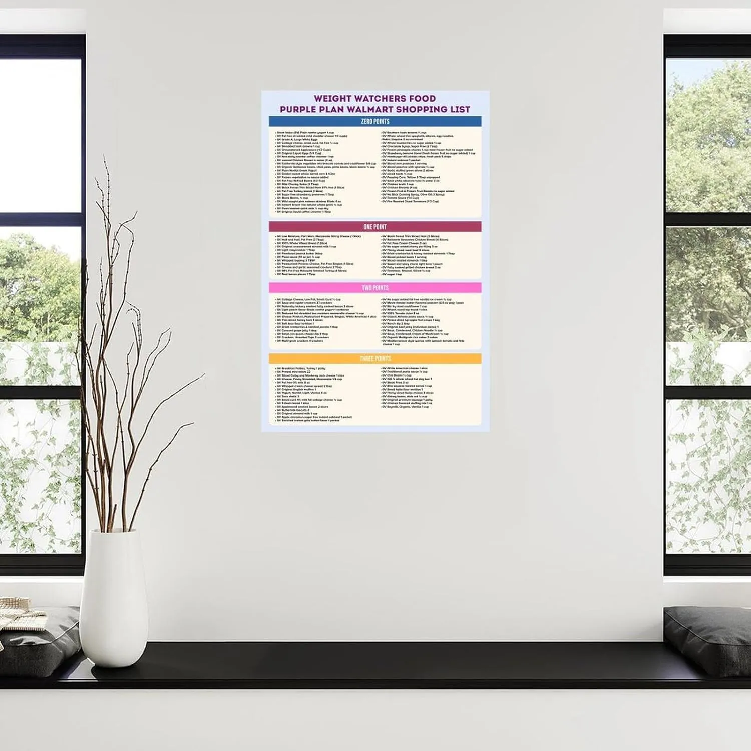 MJFHERQ Weight Watchers Zero Point Foods Poster Weight Watchers Points List Foods Chart (7) Canvas Painting Posters And Prints Wall Art for Living Room Bedroom Decor 12x18inch(30x45cm), Unframe-style