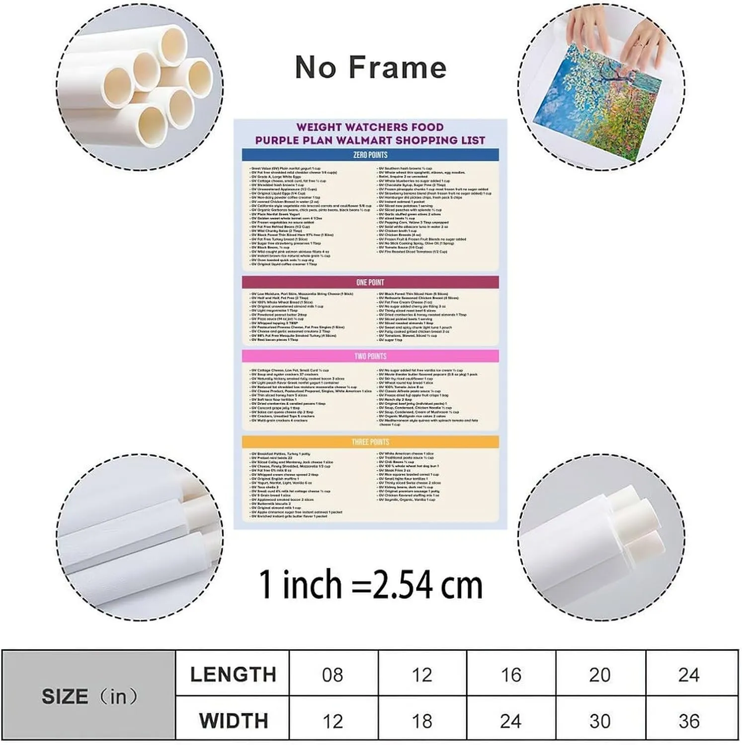 MJFHERQ Weight Watchers Zero Point Foods Poster Weight Watchers Points List Foods Chart (7) Canvas Painting Posters And Prints Wall Art for Living Room Bedroom Decor 12x18inch(30x45cm), Unframe-style