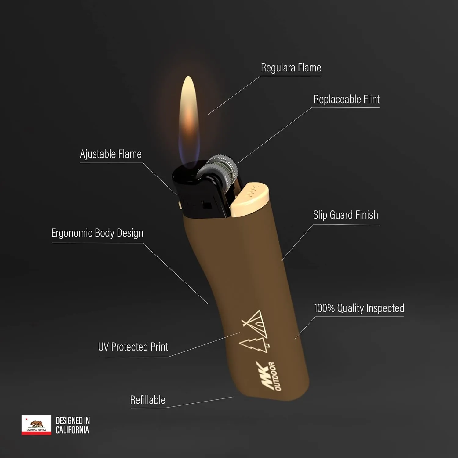MK Lighter 9G Flint Strike Refillable Lighters, BBQ Lighters, Classic Pocket Lighters. (Outdoor Series)