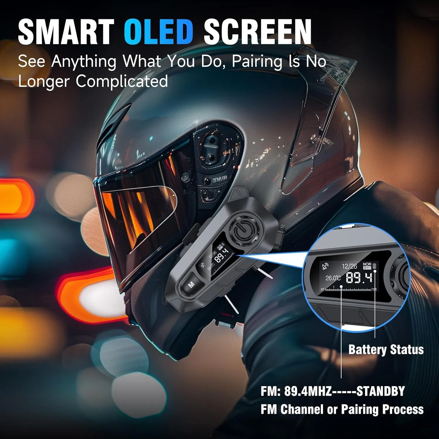 Motorcycle Bluetooth Headset, A1 Helmet Bluetooth Headset with 2 Type Mics, Hands-Free Call/Music/IPX6/Noise Cancellation/Wake Up Siri/Can Connect Two Mobile Phones, Motorcycle Helmet Speakers