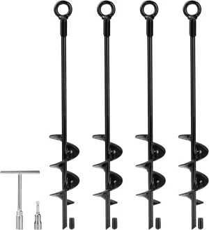 Multi-Purpose Trampoline Stakes Kit, LA VANE 3" Wider Spiral Ground Anchors Tent Stakes Heavy Duty Fully Welded Trampoline Anchors for Shed Swing Sets Carports Camping Tent Canopies