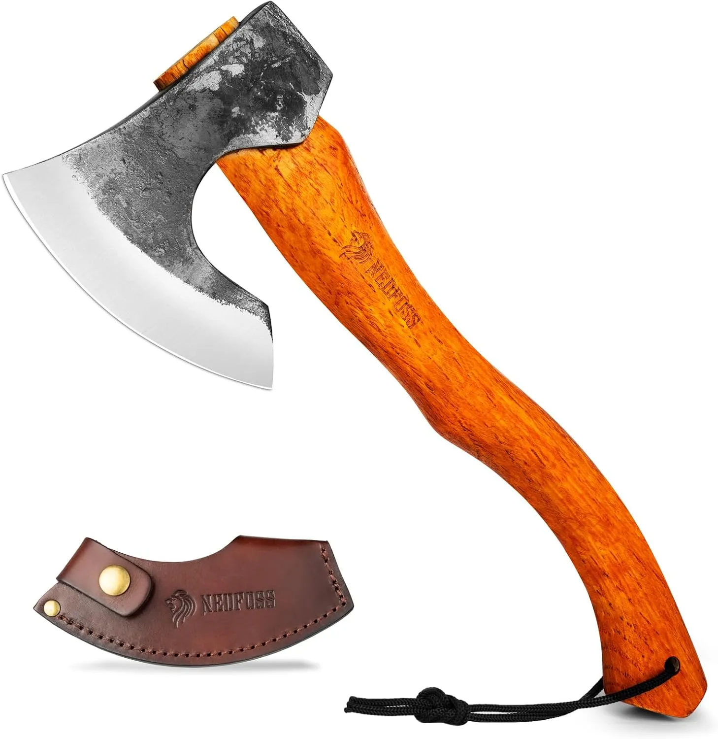 NEDFOSS Mammoth Camping Hatchet Axe, 16" Camping Axe with 1065 High Carbon Steel & Wooden Handle, Multi-Purpose Hatchet Axe for Camping, Bushcraft and Survival, Cabin Dector, Gift for Men
