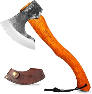 NEDFOSS Mammoth Camping Hatchet Axe, 16" Camping Axe with 1065 High Carbon Steel & Wooden Handle, Multi-Purpose Hatchet Axe for Camping, Bushcraft and Survival, Cabin Dector, Gift for Men