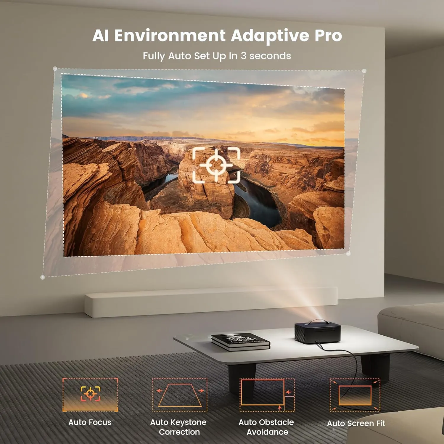 [Netflix-Licensed/1200 ANSI/Auto Focus]Outdoor-Projector-4K with Wifi6 and Bluetooth, Smart TV OS & DoIby, Portable Projector with Netflix/YouTube/PrimeVideo, ONOAYO 1080P Proyector with 300 ''Display