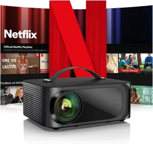 [Netflix-Licensed/1200 ANSI/Auto Focus]Outdoor-Projector-4K with Wifi6 and Bluetooth, Smart TV OS & DoIby, Portable Projector with Netflix/YouTube/PrimeVideo, ONOAYO 1080P Proyector with 300 ''Display