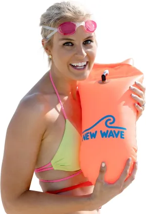 New Wave Swim Buoy Swimming Tow Float and Drybag for Open Water Swimmers and Triathletes - Light and Visible Float for Safe Training and Racing