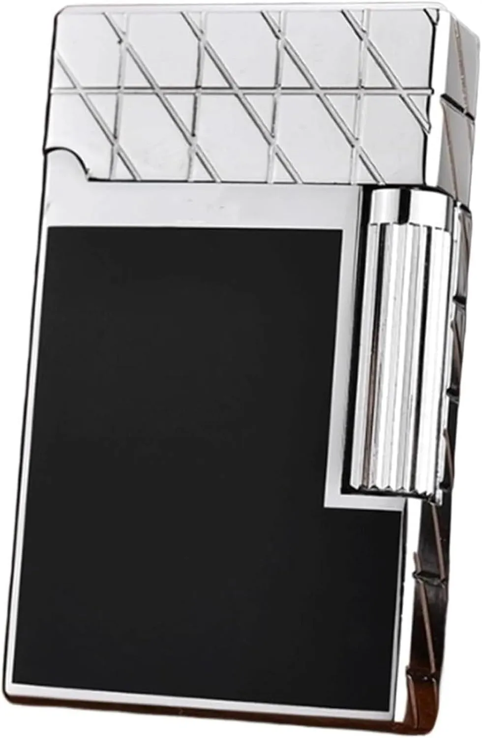 [No Gas] Classic Grinding Wheel Lighter, Open Lid Ding Sound，Flint Side Slide Igniter, Adjustable Soft Flame Lighter Butane Refillable Gas Lighter(Black 2)
