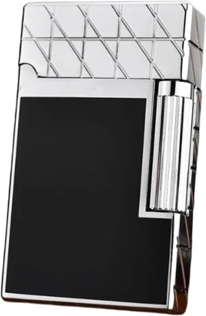 [No Gas] Classic Grinding Wheel Lighter, Open Lid Ding Sound，Flint Side Slide Igniter, Adjustable Soft Flame Lighter Butane Refillable Gas Lighter(Black 2)