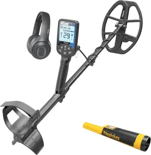 Nokta Score Metal Detector for Adults - Fully Waterproof, Rechargeable, Multi-Frequency, Easy-to-Use Detectors for Treasure Hunting (Double Score with Bluetooth Headphones & AccuPOINT)