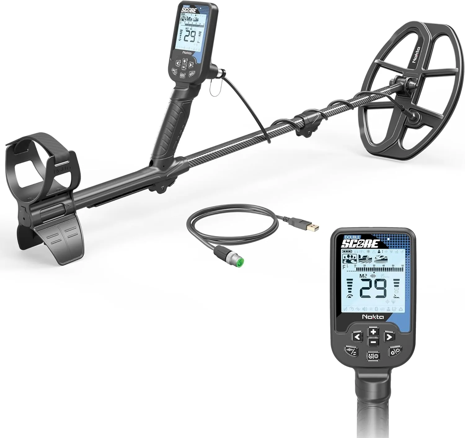 Nokta Score Metal Detector for Adults - Fully Waterproof, Rechargeable, Multi-Frequency, Easy-to-Use Detectors for Treasure Hunting (Double Score)
