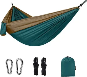 Nylon Parachute Hammock Net Portable Hammocks Nylon Color Parachute Fabric Single and Double Size Outdoor Camping Hiking Garden Hammock Terrace Hammock(Style1)