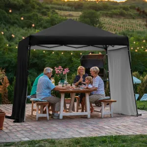 Oakcloud 8x8 Outdoor Pop-up Canopy Tent with 2 Expandable Sidewalls, Patio Shade Canopy for Parties, Beach, Camping, Event Shelters Bonus 1 Wheeled Bag, 12 Tent Pegs, 4 Sandbags, 8 Ropes (Black)