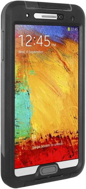OBEX Waterproof Case for Samsung Galaxy Note 3 - Retail Packaging - Black with Gray