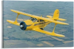 OPTTHBV Airplane Poster Beechcraft Staggerwing G17S Posters for Boys Room Canvas Painting Wall Art Poster for Bedroom Living Room Decor 12x08inch(30x20cm), Frame-style