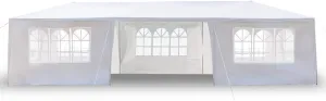 Outdoor Gazebo White Canopy with sidewalls, Wedding Party Tent with UV Blocking for Parties Sun Rain Shelter Gazebo Canopy Tent (10x30ft) (White-10 * 30ft-7 Sidewalls)