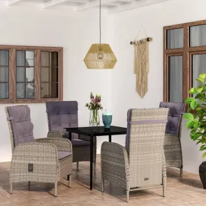 Outdoor Patio Furniture,5 Piece Patio Dining Set with Cushions Gray and BlackDesigned for Camping, Resting, Outdoors.
