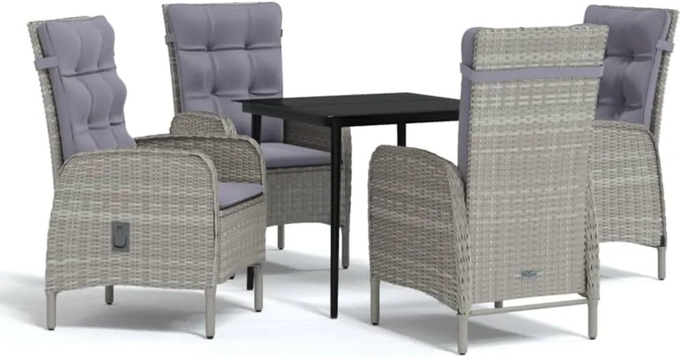Outdoor Patio Furniture,5 Piece Patio Dining Set with Cushions Gray and BlackDesigned for Camping, Resting, Outdoors.