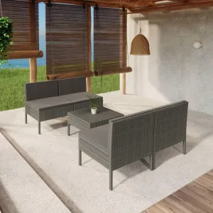 Outdoor Patio Furniture,5 Piece Patio Lounge Set with Cushions Poly Rattan GrayDesigned for Camping, Resting, Outdoors.