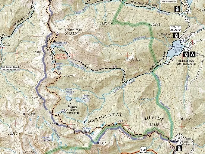 Outdoor Trail Maps Weminuche Wilderness East - Colorado Topographic Hiking Map (2019)