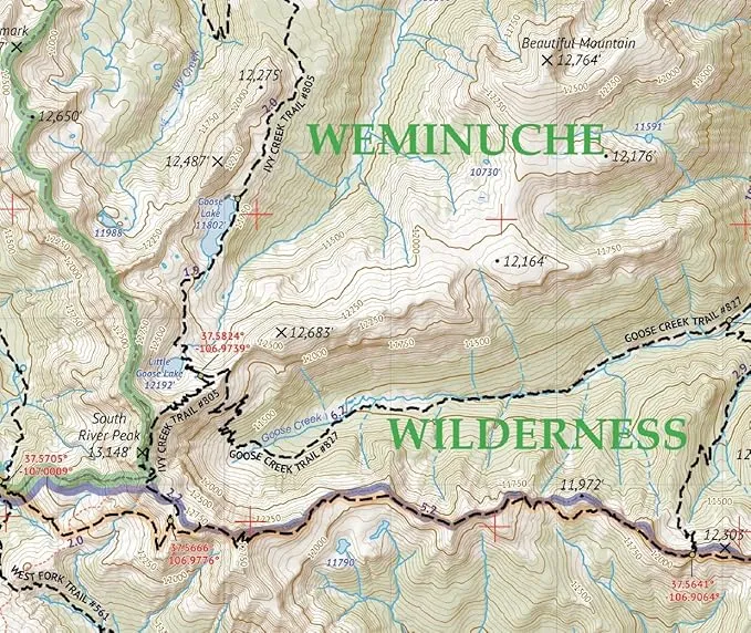 Outdoor Trail Maps Weminuche Wilderness East - Colorado Topographic Hiking Map (2019)