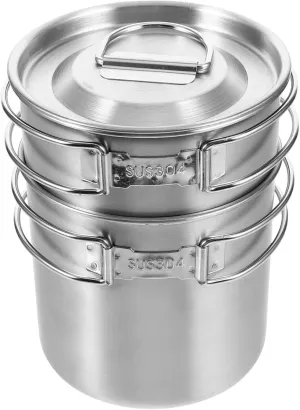 Outdoor Water Cup Stainless Steel Camping Mug with Handle 2-Piece Set for Hiking Camping and Travel
